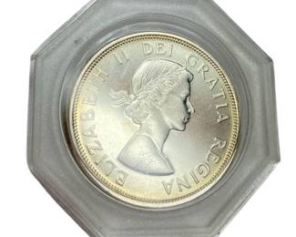1964 Charlottetown Quebec Canada Elizabeth Dollar Coin .800 Silver