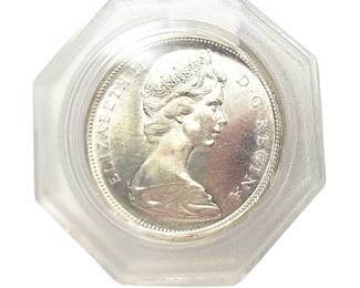1964 Charlottetown Quebec Canada Elizabeth Dollar Coin .800 Silver