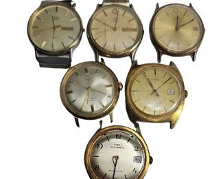 TIMEX Watch Museum 6 Wristwatches Faces Analog Battery Auto-Wind Vintage