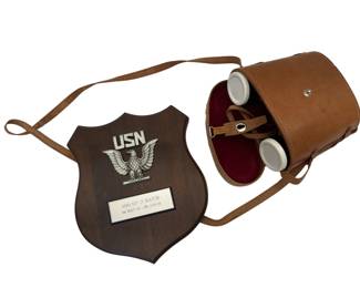 USN Service Shield Wall Plaque + Yoshida & Co Binoculars Military 7x35