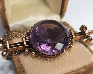 Victorian Amethyst Bar Brooch Pendant Rolled Gold