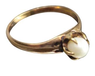 Pearl Ring 14-18KT Gold 6 Prong Solitaire