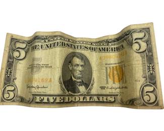 1963 Red Orange Seal Five Dollar $5 Bill Currency Silver Certificate