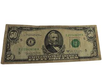 1969 B Series US $50 Bill Fifty Dollar Currency Connally Acost Banuelos