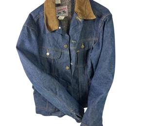 Vintage Farm Jacket: LEE Storm Riders Flannel Lined Denim Corduroy Collar Size Long