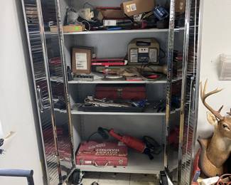 Many tools for plumbing and deer head