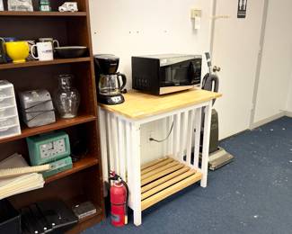 Book case, table and microwave