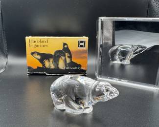 HADELAND OF NORWAY CRYSTAL GLASS POLAR BEAR FIGURINE