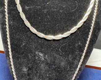 STERLING SILVER NECKLACES ROPE AND CHAIN