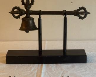 Bronze Tibetan Buddhist Bell w/ Stand