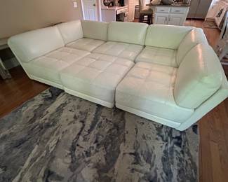 Leather pit group sectional sofa