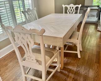 Great table and chairs painted white