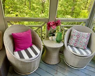 Wicker chairs with matching table