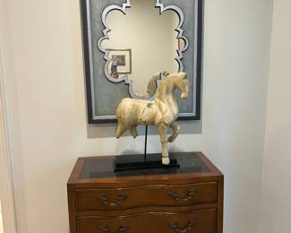 New French style chest, modern mirror