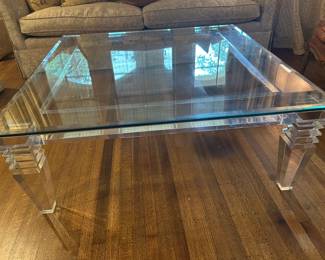 Lucite and glass square coffee table - Allan Knight