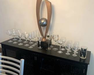 Ebonized Glass and Wood Buffet