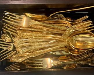 Set of Gold Tone Flatware