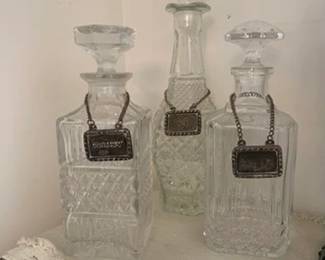Trio of Crystal Decanters