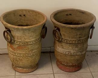 Pair of Antique Pots with Three Handles