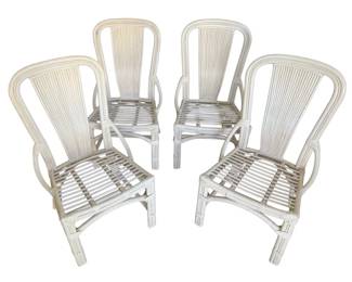 Italian Bent Wood and Reed White Coastal Chairs