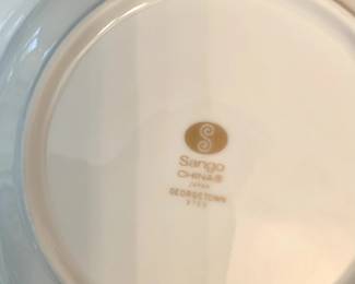 Sango "Georgetown" Gold Rimmed China, Complete Service for Eight with Serving Pieces