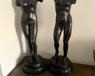 Pair of Bronze Nude Statues