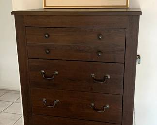Contemporary Wood and Leather Highboy - Set