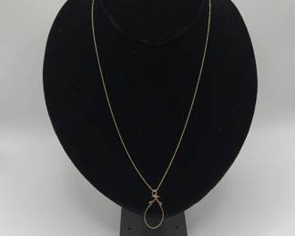 003 18 14KT Gold Bead Chain With 10K Gold Pendant Ring