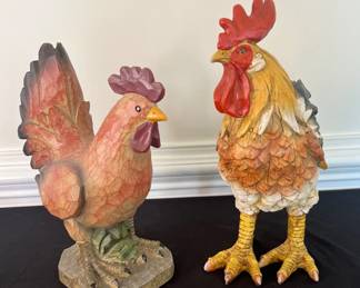 Gorgeous Wooden Hen And Rooster