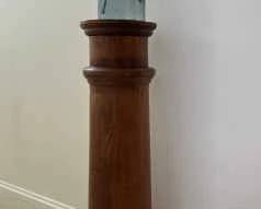 Wooden Pedestal With Blue Vase Silks