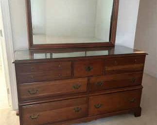 Vintage Dresser With Attached Mirror Glass Top