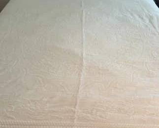 WhiteonWhite Bedspread With Fringe