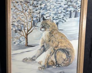 Original Oil Painting Bobcat