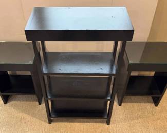 Two Black Glass Top End Tables 1 Black Side Table