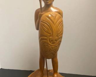 Carved Warrior with Tiki Shield