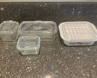 Three VTG Federal Glass Dishes 1 Corning Ware Dish