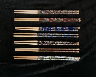 Vintage Cloissone Chopsticks with Enameled Gilt
