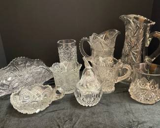 Antique Vintage Crystal Pressed Glass Pieces