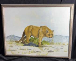 Original Oil Painting Cougar