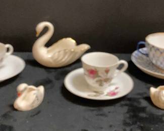 Vintage Tea Cups Swan Vases