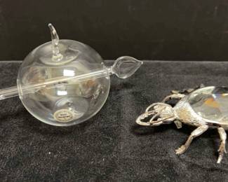 Blown Glass Apple Bug Figurine