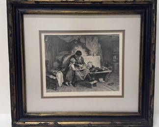Konrad Grob The Bird Trap Framed Engraving Signed