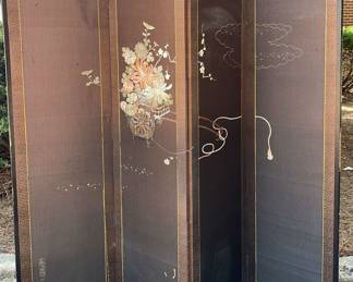 Embroidered Four Panel Chinese Screen