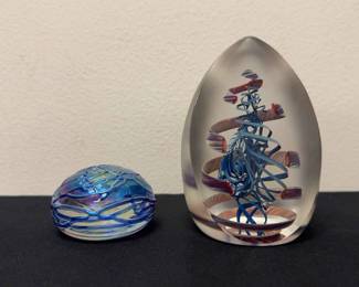 Henry Summa Helix Swirl Vintage Art Glass Paperweights