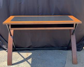 Whalen Furniture Black Glasstop Desk with Keyboard Drawer