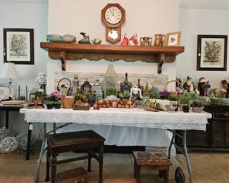 Lanterns & Dried flowers, Caned Vanity Stool