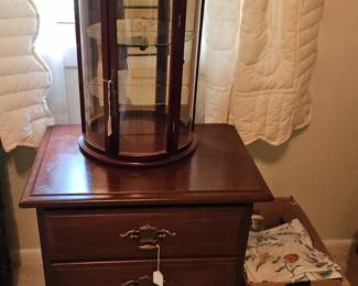 Rounded Curio Cabinet, and Mahogany Night Stand