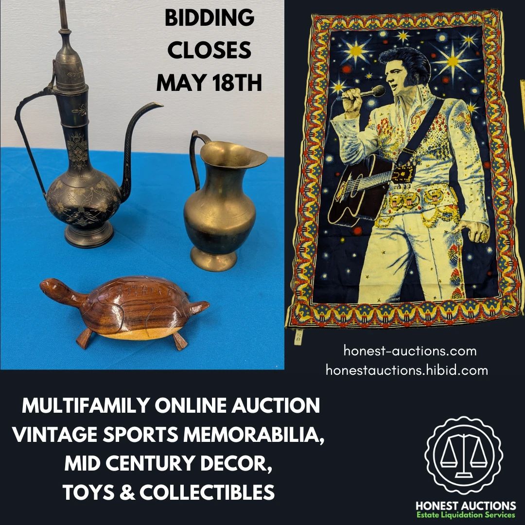 Online Auction closes May 18th at 5 pm central time, shipping available