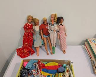 1960s and 1970s Barbie and Ken Dolls with accessories