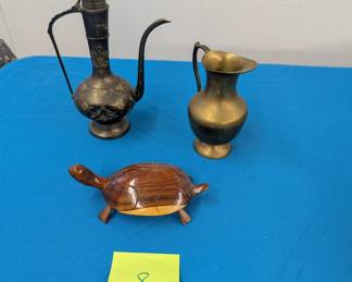 Vintage Brass and Wood carved collectibles